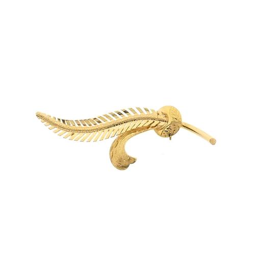 18 Krt. Gouden veer broche | Vintage (gouden broche), Sieraden, Tassen en Uiterlijk, Broches, Overige kleuren, Gebruikt, Goud
