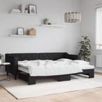 vidaXL Slaapbank met onderschuifbed 80x200 cm stof zwart, Huis en Inrichting, Eenpersoons, Verzenden, Zwart, Nieuw