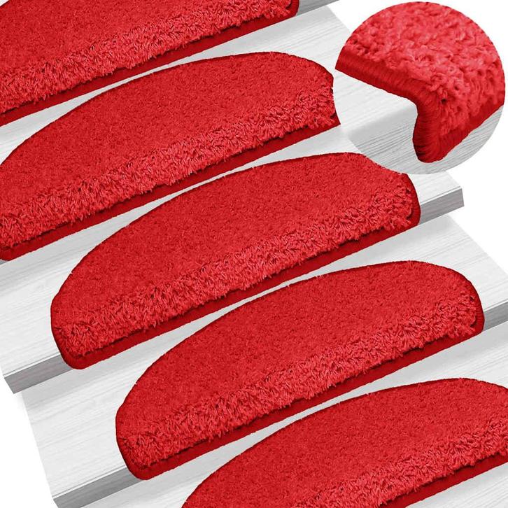 vidaXL Trapmatten 15 st 65x21x4 cm Rood Halfrond Groot, Doe-het-zelf en Verbouw, Ladders en Trappen, Nieuw, Verzenden