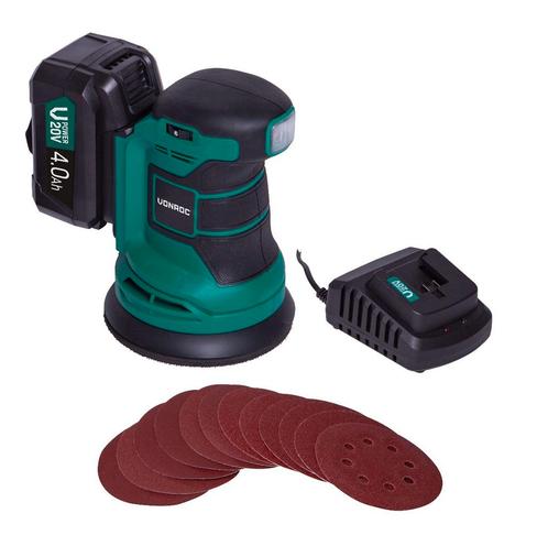 Accu schuurmachine 20V - Ø125mm – 4.0Ah | Incl. accu &, Doe-het-zelf en Verbouw, Gereedschap | Schuurmachines, Nieuw, Verzenden