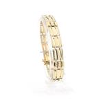 Bicolor gouden fantasie schakel armband | 19 cm (witgoud), Sieraden, Tassen en Uiterlijk, Armbanden, Ophalen of Verzenden, Gebruikt