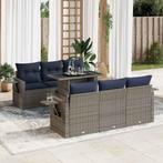 vidaXL 7-delige Loungeset met kussens poly rattan acacia, Verzenden, Nieuw, Rotan, Loungeset