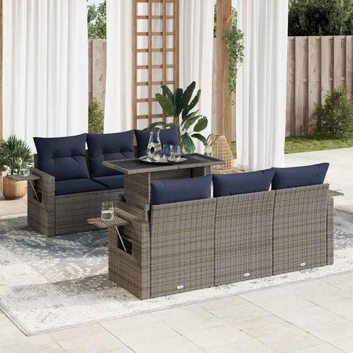 vidaXL 7-delige Loungeset met kussens poly rattan acacia, Tuin en Terras, Tuinsets en Loungesets, Loungeset, Nieuw, Rotan, Verzenden