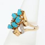 Ring - 14 karaat Geel goud Diamant (Natuurlijk) - Turquoise, Nieuw