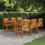 vidaXL 7-delige Tuinset massief acaciahout, 6 zitplaatsen, Nieuw, Tuinset, Verzenden