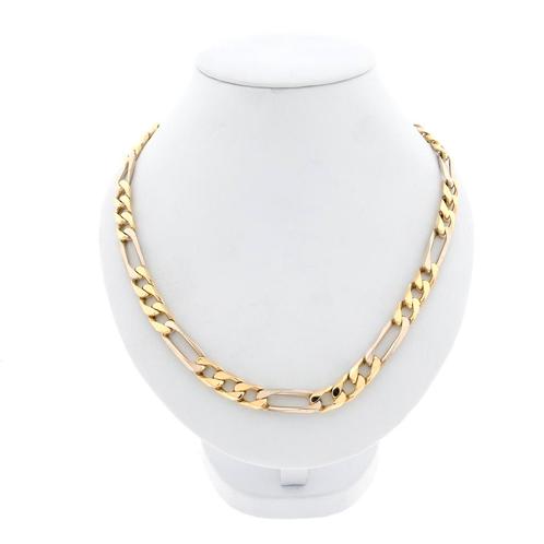 Brede bicolor gouden Figaro schakel ketting; Heren | 64 cm, Sieraden, Tassen en Uiterlijk, Kettingen, Overige kleuren, Gebruikt