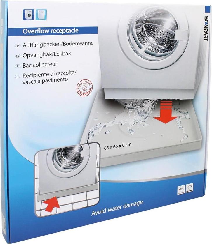 Scanpart lekbak voor wasmachine 65 x 65 x 6 cm - Met afvoer, Witgoed en Apparatuur, Wasmachines, Zo goed als nieuw, Ophalen of Verzenden