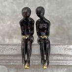 sculptuur, NO RESERVE PRICE - Bronze sitting couple - Bronze, Antiek en Kunst