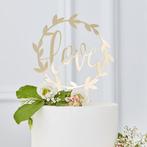 Gouden Love Bruidstaart Topper, Hobby en Vrije tijd, Feestartikelen, Ophalen of Verzenden, Nieuw