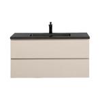 Badkamermeubel Summer 100cm mat beige met zwarte wastafel, Verzenden, Nieuw