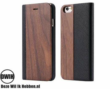 iPhone 16E  Flip case – Walnoot en zwart Leer beschikbaar voor biedingen