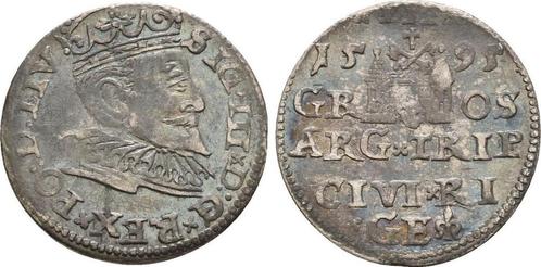3 Groescher 1595 Polen Riga: Sigismund Iii, 1587-1632:, Postzegels en Munten, Munten | Europa | Niet-Euromunten, Verzenden