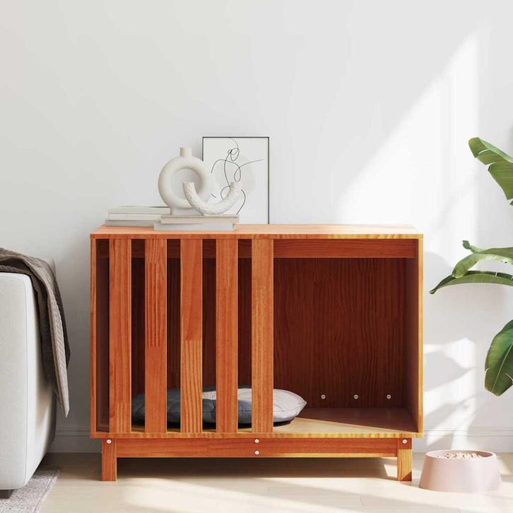 vidaXL Hondenhuis Wasbruin 100 x 70 x 70 cm Massief, Dieren en Toebehoren, Hondenhokken, Nieuw, Verzenden