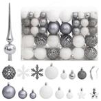 vidaXL 111-delige Kerstballenset polystyreen wit en grijs, Nieuw, Verzenden