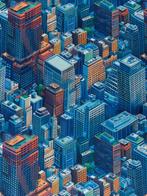 TexStilArt - URBAN SKYLINE - Exclusieve stof 100% katoen