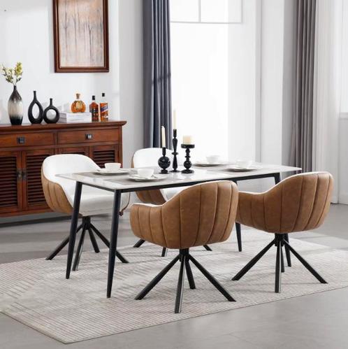 Set van 2 Ergonomische en Gestoffeerde Eetkamerstoelen, Huis en Inrichting, Stoelen, Twee, Overige kleuren, Nieuw, Metaal, Stof
