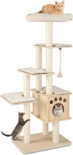 COSTWAY Krabpaal van hout, 6 verdiepingen, 170 cm, kattenboo, Verzenden, Zo goed als nieuw
