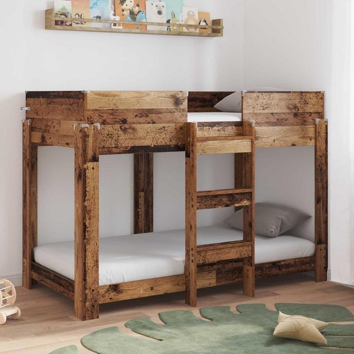 vidaXL Bunk Bed voor Kinderen Oudhout 80 x 160 cm Bewerkt, Huis en Inrichting, Slaapkamer | Bedden, Bruin, Nieuw, Hout, Verzenden