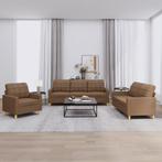 vidaXL 4-delige Loungeset met kussens stof bruin, Huis en Inrichting, Banken | Bankstellen, Verzenden, 150 tot 200 cm, Nieuw, Stof