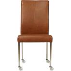Leren eetkamerstoel Comfort met wieltjes - Granada Savannah, Huis en Inrichting, Stoelen, Overige kleuren, Nieuw, Leer, Ophalen of Verzenden