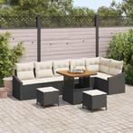 vidaXL Tuin Sofa Set met kussen 9 pcs Zwart Poly riet, Verzenden, Nieuw, Rotan