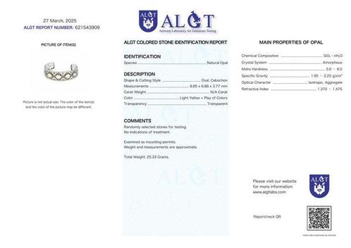 Zonder Minimumprijs - Armband Zilver - Opal - Gecertificeerd, Sieraden, Tassen en Uiterlijk, Armbanden