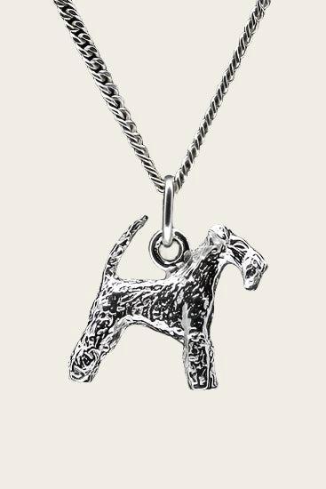 Zilveren Welsh terrier met lange staart ketting hanger - gro, Sieraden, Tassen en Uiterlijk, Kettinghangers, Nieuw, Verzenden