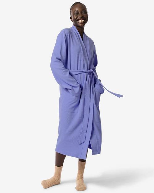 HEMA Damesbadjas wafel blauw blauw, Kleding | Dames, Ondergoed en Lingerie, Verzenden