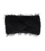 Haarband Twist Fluffy Knitted 12cm Wol Zwart, Verzenden, Nieuw
