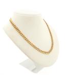 Bicolor gouden gourmet schakel ketting met diamant; 0,03..., Sieraden, Tassen en Uiterlijk, Kettingen, Gebruikt, Overige kleuren