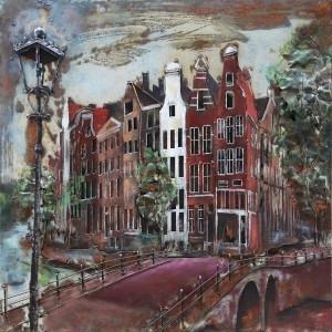3D art metaalschilderij Amsterdam, Huis en Inrichting, Woonaccessoires | Overige, Nieuw, Ophalen of Verzenden
