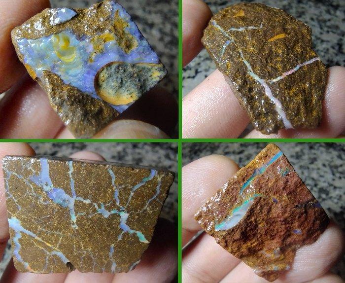 413 ct - 4 Australische Boulder Opal - Ruw- 82,6 g, Verzamelen, Mineralen en Fossielen