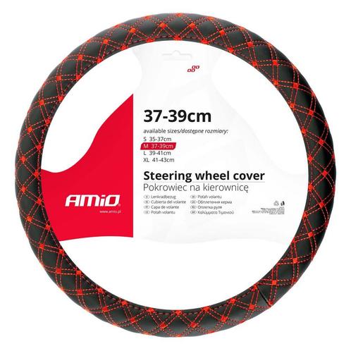 Stuurwielhoes - Zwart met rood stiksel - (37-39cm), Auto diversen, Auto-accessoires, Nieuw, Verzenden