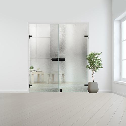 Glazen dubbele binnendeur voor opdek kozijn zwart beslag-Cre, Doe-het-zelf en Verbouw, Glas en Ramen, Nieuw, Ophalen of Verzenden