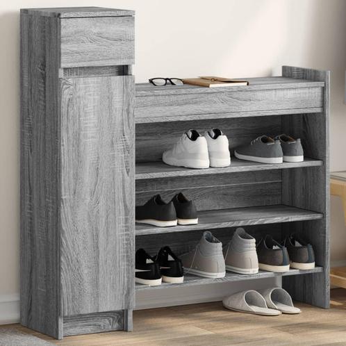 vidaXL Schoenenkast 100,5x28x100 cm bewerkt hout grijs, Huis en Inrichting, Kasten | Schoenenrekken, Nieuw, Verzenden