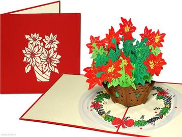 Kerstkaart Kerstroos kerstkrans pop-up kaart beschikbaar voor biedingen