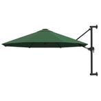 vidaXL Wandparasol met metalen paal 300 cm groen, Tuin en Terras, Parasols, Verzenden, Nieuw, 3 tot 4 meter, Muurparasol