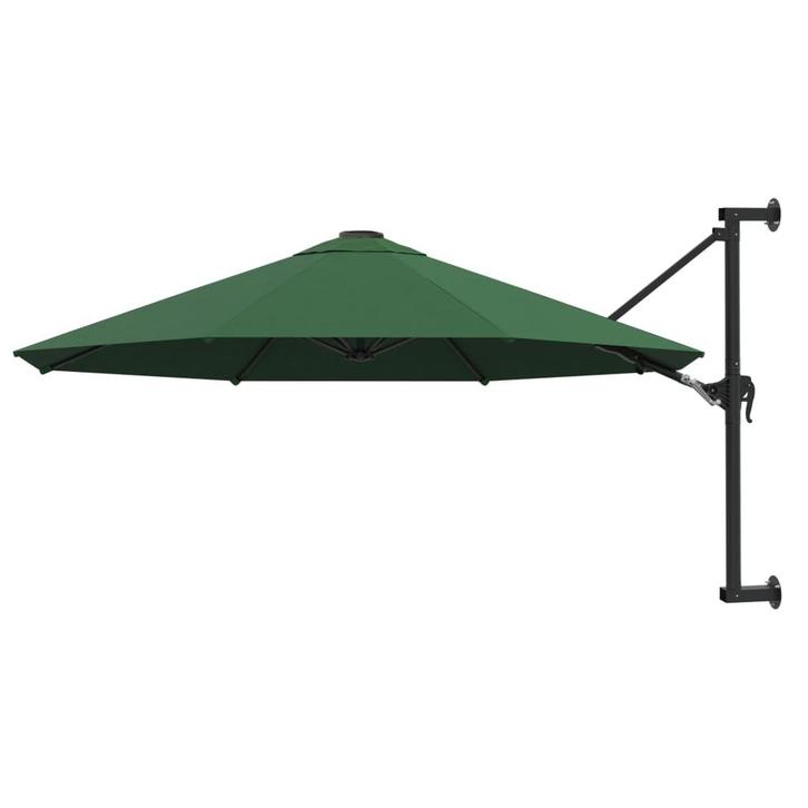 vidaXL Wandparasol met metalen paal 300 cm groen, Tuin en Terras, Parasols, Muurparasol, Nieuw, 3 tot 4 meter, Verzenden
