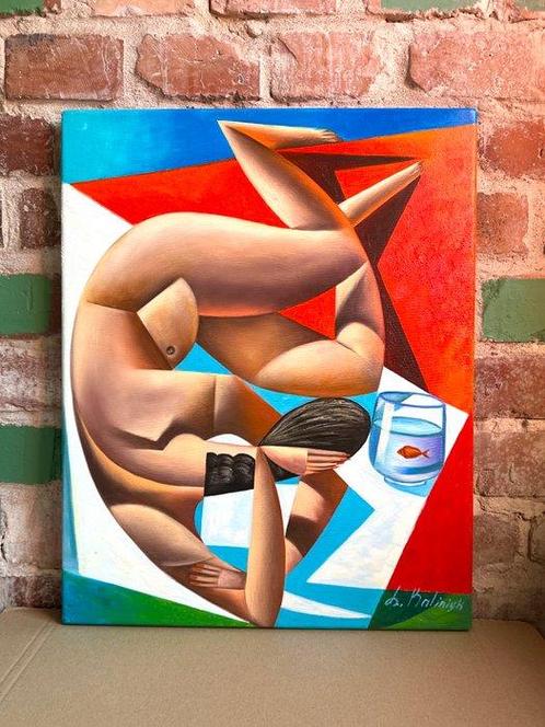 Julie Khaliniu (XX) - Golden fish, Antiek en Kunst, Kunst | Schilderijen | Modern