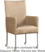 Set van 6 Leren eetkamerstoelen - met wieltjes - Echt leer,, Huis en Inrichting, Stoelen, Overige kleuren, Nieuw, Leer, Ophalen of Verzenden