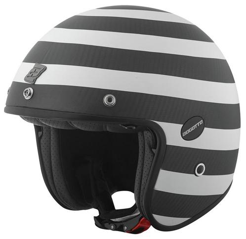 Bogotto V587 Scacchi Carbon Zwart Wit Jethelm, Motoren, Kleding | Motorhelmen, Jethelm, Heren, XS, Nieuw met kaartje, Overige merken