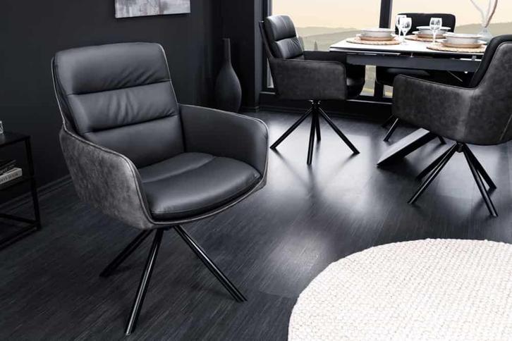 Draaibare designstoel BIG GEORGE Zwart Antraciet Echt, Huis en Inrichting, Stoelen, Ophalen of Verzenden