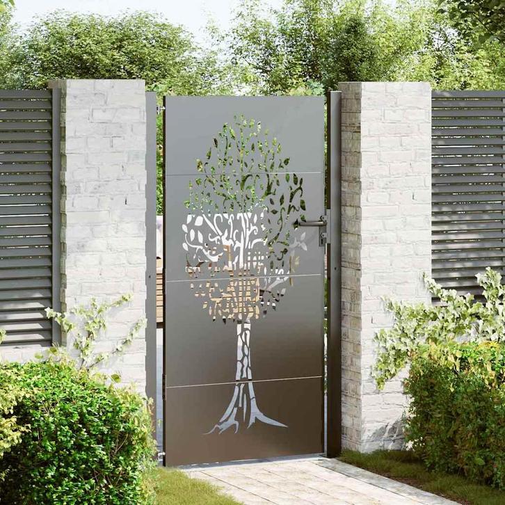 vidaXL Tuinpoort met slot Zwart 85 x 205 cm Poedergecoat, Tuin en Terras, Tuinpoorten, Nieuw, Verzenden