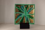 Eros Raffael - sculptuur, Glass Panel Gold green - 48 cm -