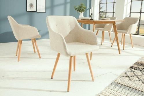 Retro design stoel SCANDINAVIA MEESTERSTUK beige met, Huis en Inrichting, Stoelen, Ophalen of Verzenden