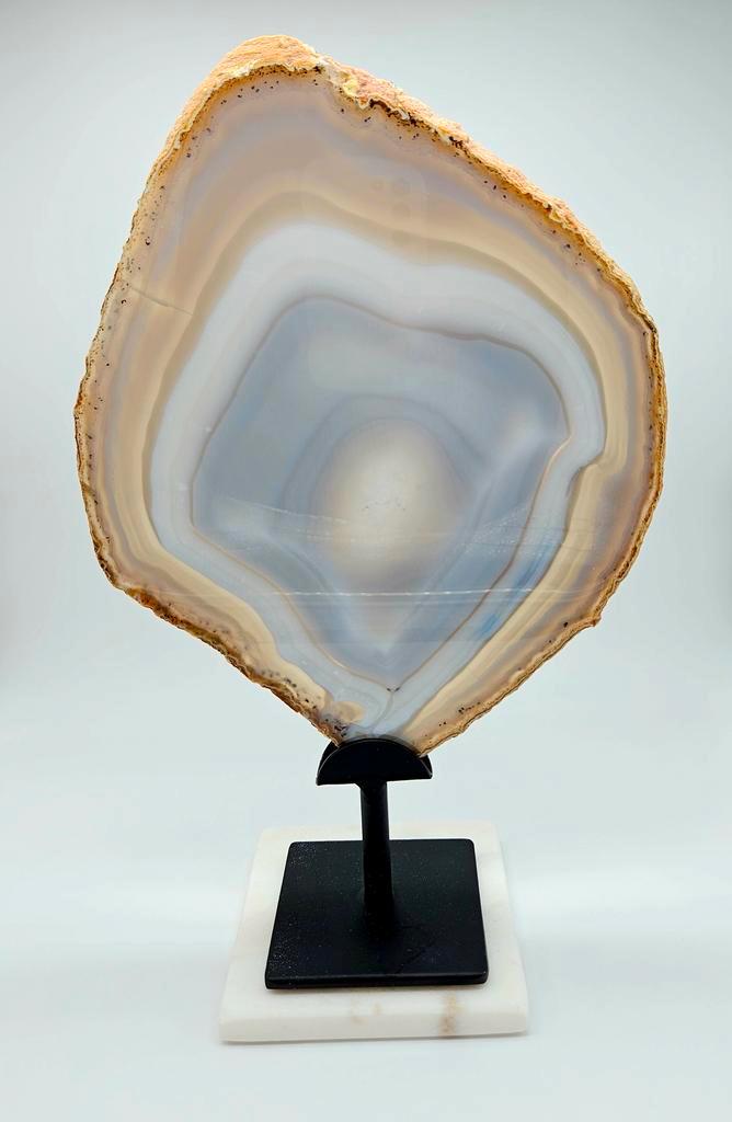 Agaat Plak op standaard (interieurstuk) zie filmpje, Verzamelen, Mineralen en Fossielen, Ophalen of Verzenden
