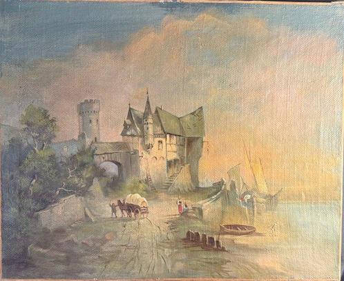 Europese school (XIX) - Paesaggio con marina, Antiek en Kunst, Kunst | Schilderijen | Klassiek
