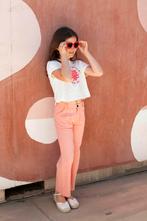 Linnen bandplooi pantalon peach  Ammehoela Maat 104 104, Meisje, Nieuw, Ophalen of Verzenden