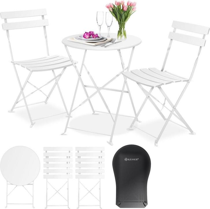 KESSER® Bistroset 2 Persoons - Tuinstoelen - Tuinset - Wit, Tuin en Terras, Tuinsets en Loungesets, Zo goed als nieuw, Verzenden
