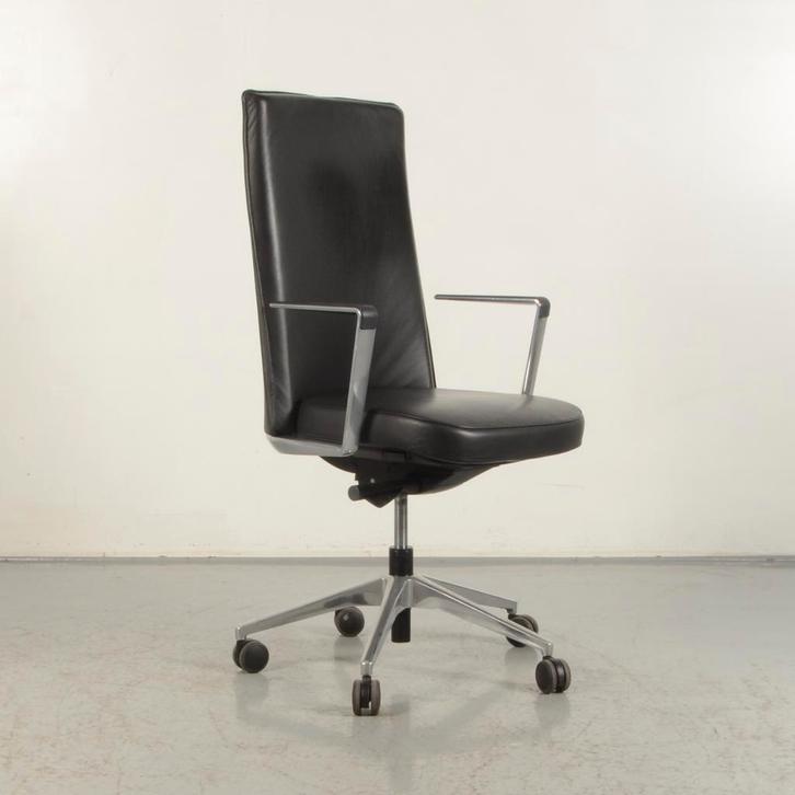 Bureaustoel Actiu CRON - Zwart leder - Vaste armsteunen, Zakelijke goederen, Kantoor en Winkelinrichting | Kantoormeubilair en Inrichting